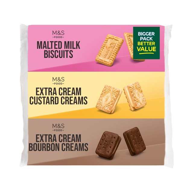 M&S Extra Cream triple pack biscuits 530g, imported from the UK