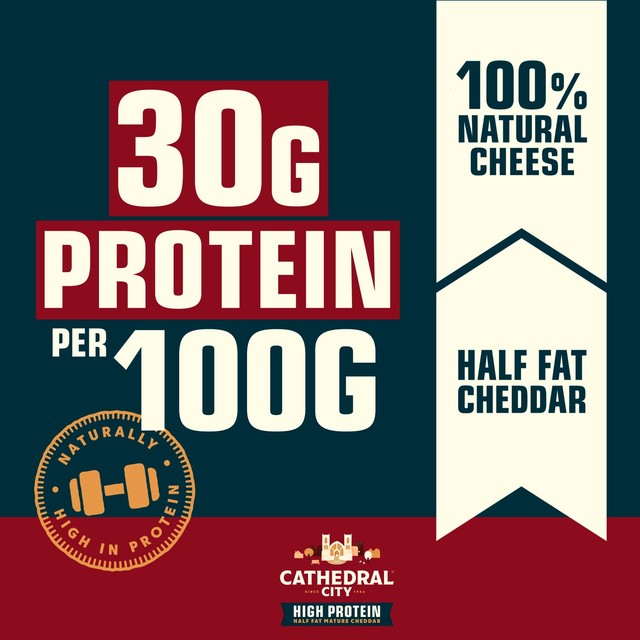 Cathedral City high protein half fat grated cheddar cheese 180g - British product