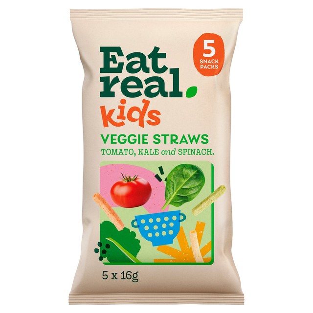 Eat Real Veggie Straws Tomato Kale & Spinach 5 x 16g multipack - British product
