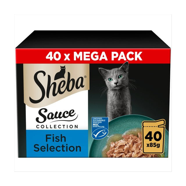 Sheba fish selection wet cat food pouches 40x85g (British brand)