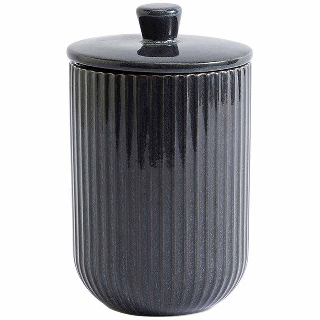 M&S medium ribbed storage jar charcoal, imported from the UK