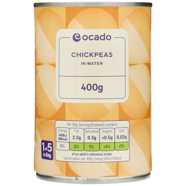 Ocado canned chickpeas in water 400g, imported from the UK