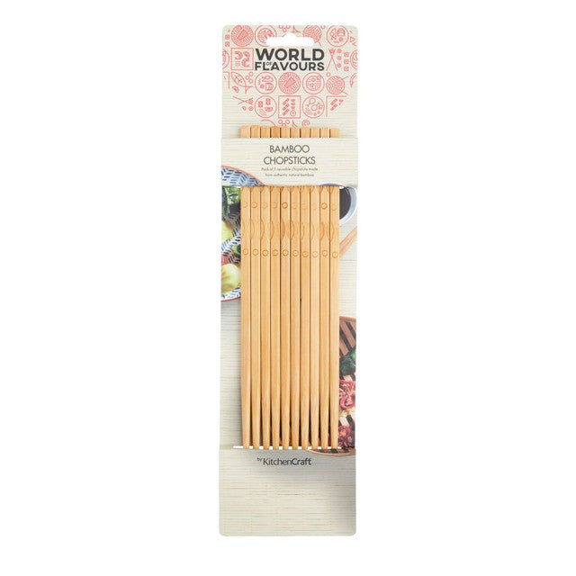 World of Flavours Oriental bamboo chopsticks pack of 10 (British brand)