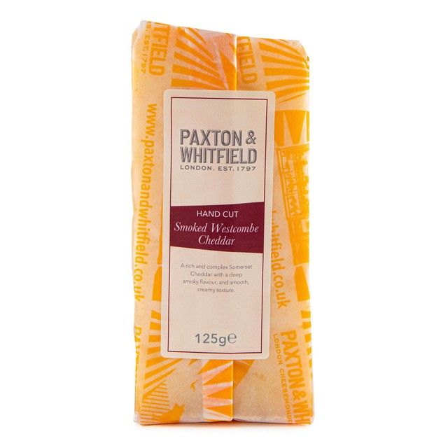 Paxton & Whitfield Smoked Westcombe Cheddar 125g, imported from the UK