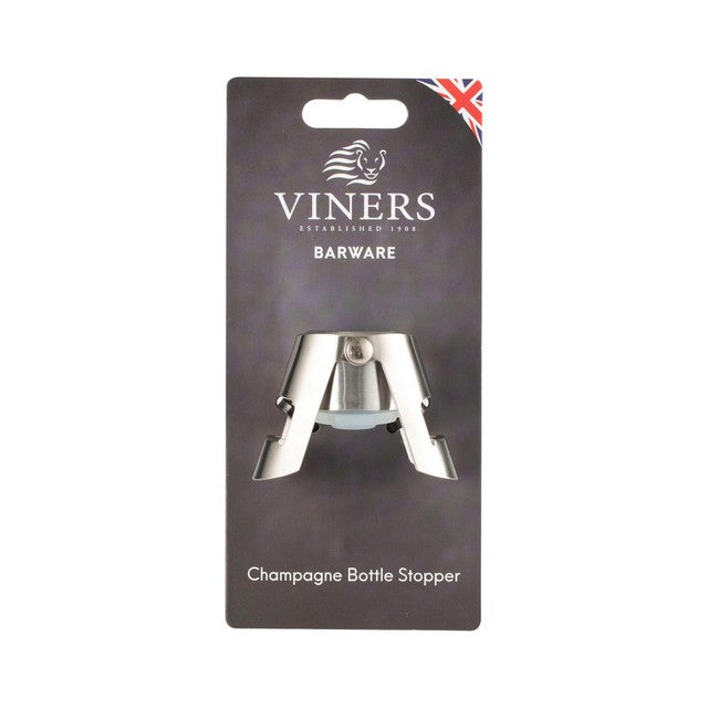 Viners Champagne Bottle Stopper silver stainless steel finish (British brand)