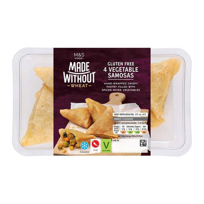 M&S M&S Made Without Grønnsakssamosa 4 pakke Glutenfri paier 108g - Kjøp online på McGrocer