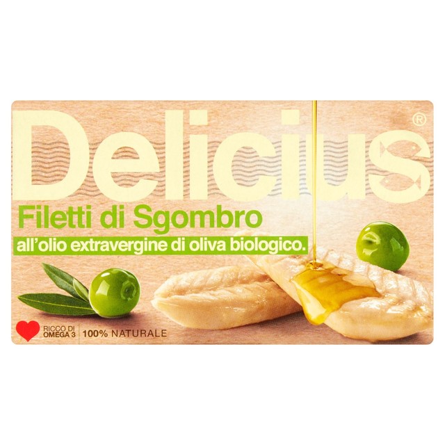 Delicius Mackerel Fillets 90g in Organic Extra Virgin Olive Oil - Imported from Italy