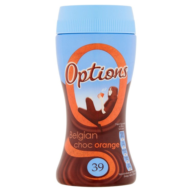 Options orange hot chocolate drink 220g, imported from the UK