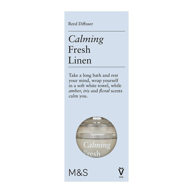 M&S Fresh Linen reed diffuser 80ml, imported from the UK
