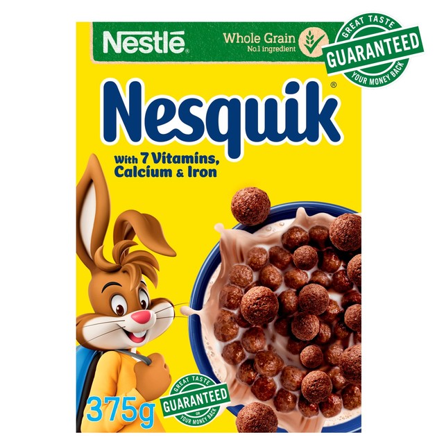 Nesquik chocolate cereal 375g, imported from the UK