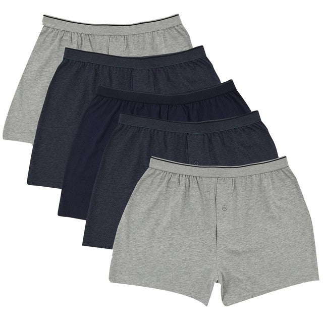 M&S cotton boxers 5-pack denim mix, imported from the UK.