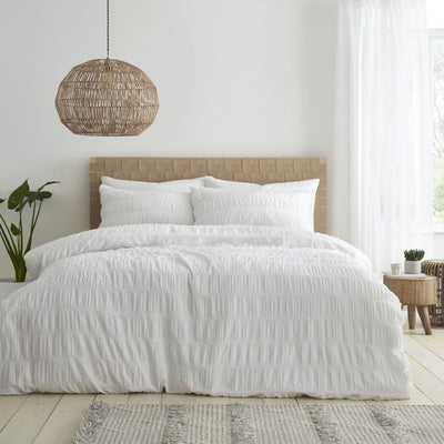 M&S Catherine Lansfield Seersucker White King Duvet Set- Buy online at McGrocer