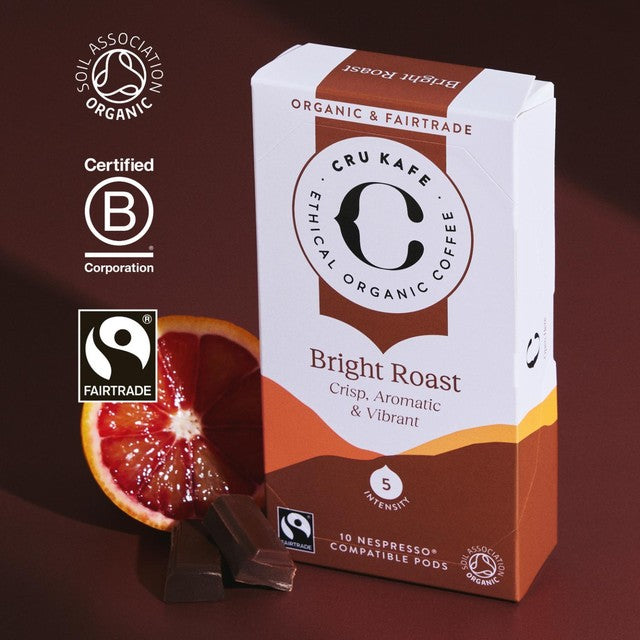 Cru Kafe Bright Roast espresso pods 10s - British product
