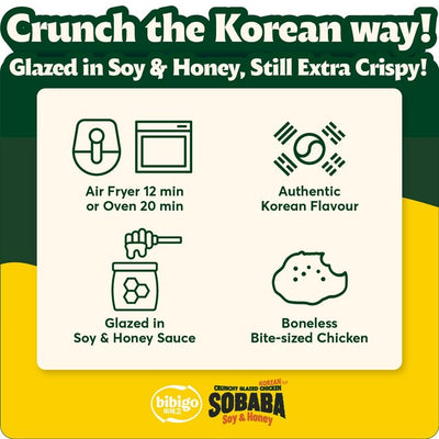 Bibigo Korean Style Crunchy Glazed Chicken SOBABA Soy & Honey Frozen Chicken 250g