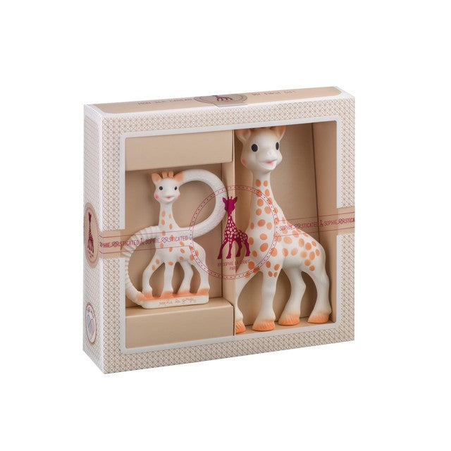 Sophie La Girafe teether set with original and So Pure teethers (British brand)