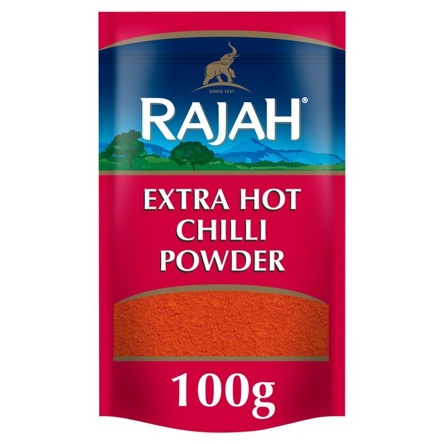Rajah extra hot chilli powder 100g, imported from the UK