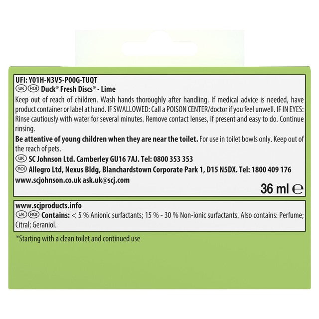 Toilet Duck Fresh Discs Lime toilet gel holder 36ml - British product