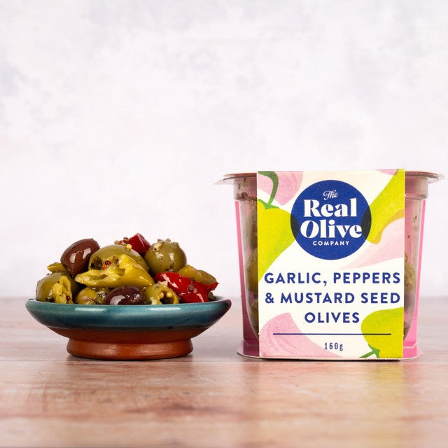 The Real Olive Co. Siciliana pitted mixed olives 160g, imported from the UK