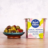The Real Olive Co. Siciliana pitted mixed olives 160g, imported from the UK