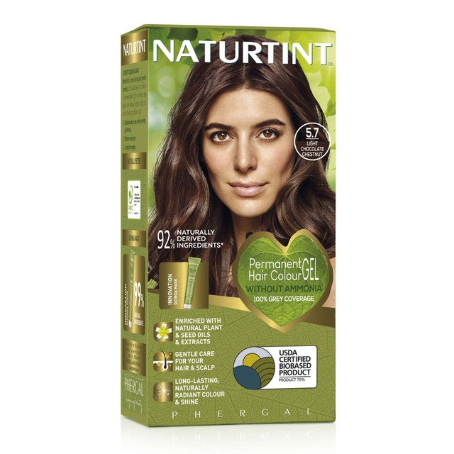Naturtint hair colour gel 5.7 Light Chocolate Chestnut, imported from the UK