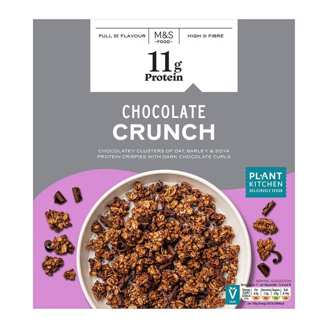 M&S High Protein Vegan Chocolate Crunch cereal 500g, imported from the UK