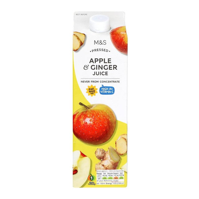 M&S Apple & Ginger Juice 1L, imported from the UK