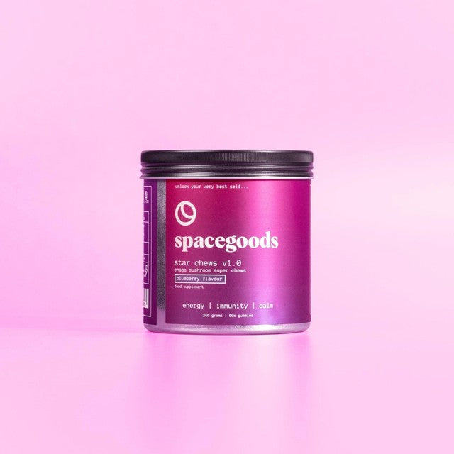 Spacegoods Immunity Chaga Mushroom Star Chews blueberry flavour gummies (British brand)