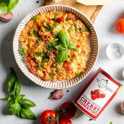 M&S Mr Organic Italienske Kirsebærtomater Hermetiske Tomater 400g - Kjøp online hos McGrocer