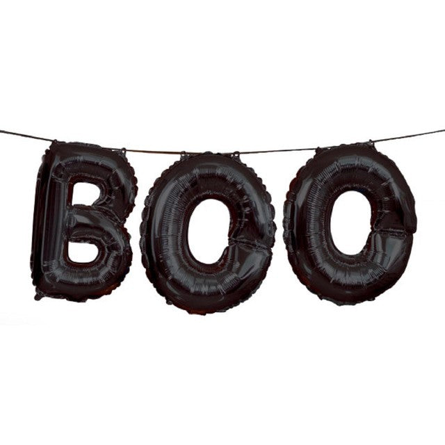 Unique Party Boo Black Foil Halloween Balloon Banner Kit - British product