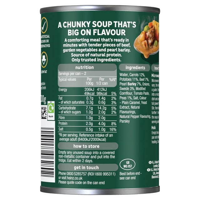 Heinz beef broth chunky soup 400g, UK version
