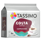 Tassimo Costa cappuccino coffee capsules 6 pack (British brand)