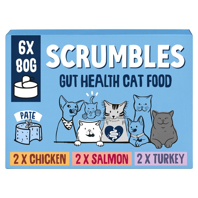 Scrumbles wet cat food pate classic variety pack 6x80g (British brand)
