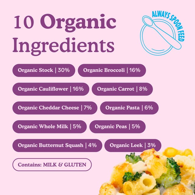 Little Freddie organic mac and cheese broccoli cauliflower baby food pouch 130g, UK version