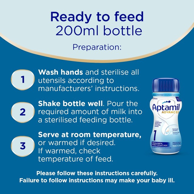 Aptamil Advanced First Infant Milk Formula 4 x 200ml - British product