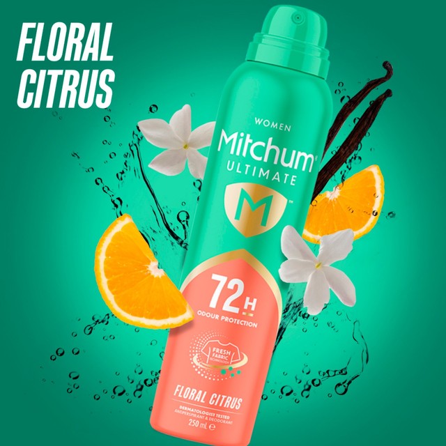 Mitchum anti-perspirant deodorant spray Floral Citrus 250ml, imported from the UK