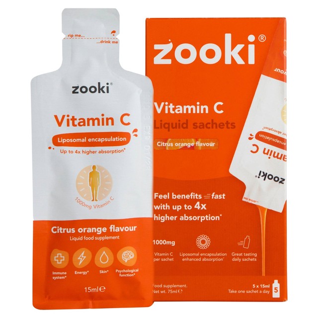 Zooki liposomal vitamin C citrus orange sachets 1000mg (British brand)