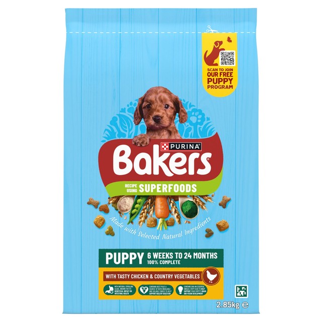 Bakers puppy chicken with vegetables dry dog food 2.85kg - British product