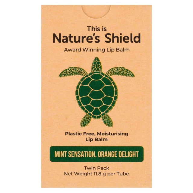 Nature's Shield lip balm duo pack orange mint - British product