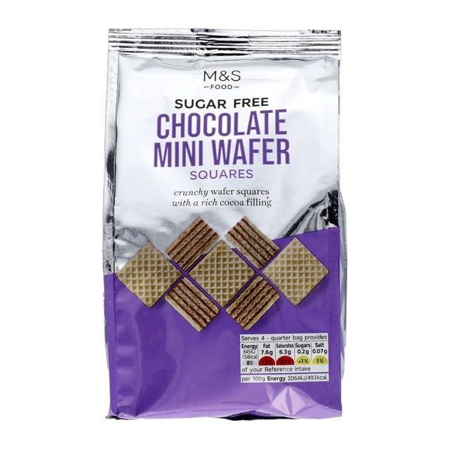 M&S sugar free chocolate wafer squares 125g, imported from the UK