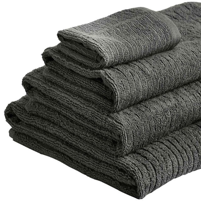 M&S Cotton Quick Dry Face Towels Charcoal Pack of 2, imported from the UK