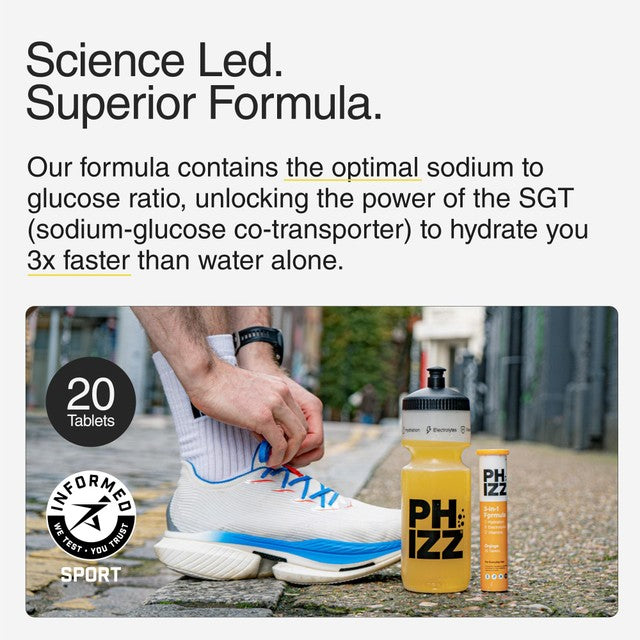 Phizz lemon hydration electrolytes vitamins effervescent tablets 20 tablets, imported from the UK