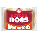 Warburtons sliced hot dog rolls 6 pack (British brand)