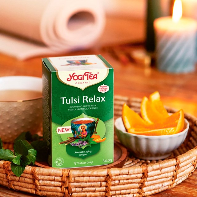 Yogi Tea Tulsi Relax herbal tea 17 count (British brand)
