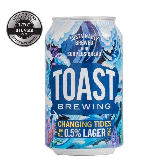 Toast Ale Changing Tides 0.5% lager 330ml (British brand)