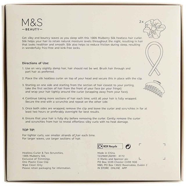 M&S mulberry silk heatless curler light grey, UK version