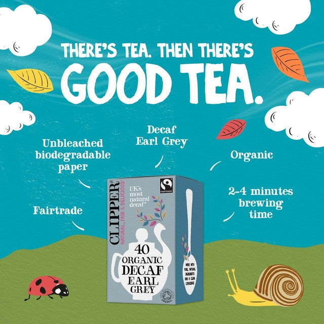Clipper Decaffeinated Earl Grey Tea Bags 40 Count - British product