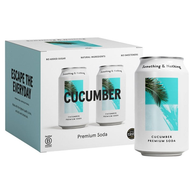 Something Nothing cucumber premium soda cans, imported from the UK