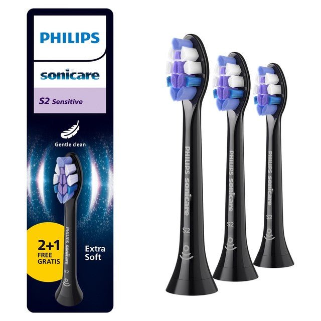Philips Sonicare S2 sensitive toothbrush heads black 3-pack, UK version