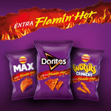 Wotsits Crunchy Extra Flamin' Hot crisps 130g (British brand)