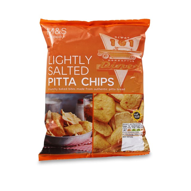 M&S lightly salted pitta chips 150g, imported from the UK